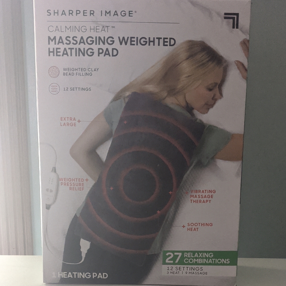 Sharper Image Calming Heat Massaging Weighted Heating Pad
